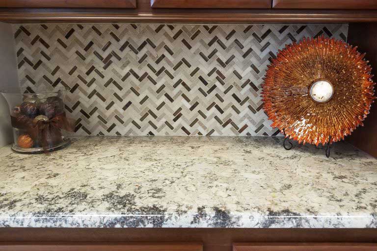 A prop plate kitchen counter top