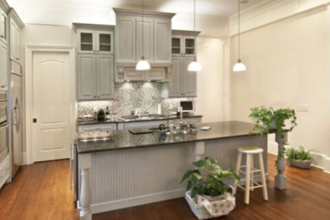 Kitchen Island with grey counter top