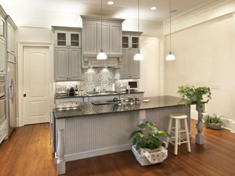 Kitchen Island with grey counter top