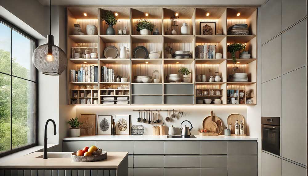 cabinet cures modern kitchen open shelving