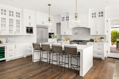 modern white kitchen with custom cabinets