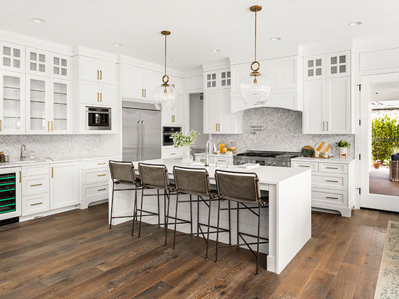 modern white kitchen with custom cabinets
